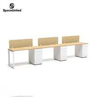 Station de travail double pour employés, bureau et rangement linéaires en acier moderne SpaceUnited