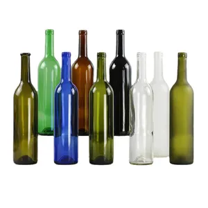 زجاجات النبيذ الشفافة مخصصة من JM LFGB زجاجات النبيذ الكهرمانية الخضراء الفارغة 750 مل 500 مل