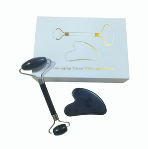 OEM custom logo China factory wholesale Natural obsidian <b>jade</b> <b>roller</b> gua sha Beauty Tool Set Spa Accessories - Product Image 2