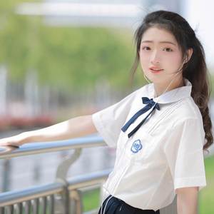 Design Girls' High School Preppy Style Student Outfit White Shirt Uniform Set Graduation Season Comfortable and Relaxed - Product Image 2