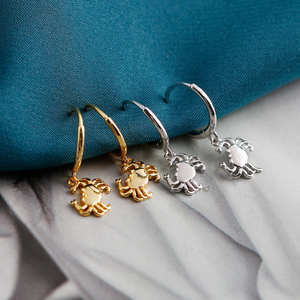 NEW 925 Sterling <strong>Silver</strong> Simple Plain Animal <strong>Crab</strong> Shape Hoop Earring with 18K Gold Plated <strong>Jewelry</strong> - Product Image 5