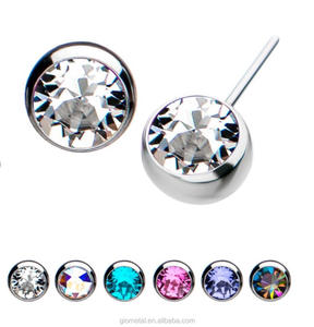 Giometal Titanium <span class=keywords><strong>Piercing</strong></span> Front Face End w/ Flat Back Side of End <span class=keywords><strong>Vertical</strong></span> Helix Threadless Nipple Ring Body Jewelry - Product Image 3
