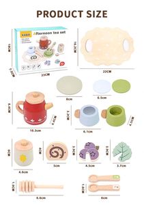 Ensembles de jeu de cuisine pour petites filles, design unisexe, bois lisse, cadeau d'anniversaire pour tout-petits, ensemble de thé en bois - Product Image 6