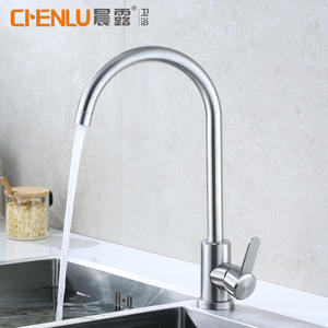 Robinet de cuisine en acier inoxydable 304, monocommande, à poser sur comptoir, avec cartouche céramique contemporaine, rotation à 360 degrés - Product Image 2