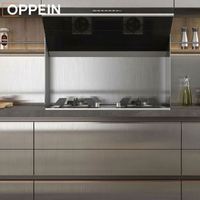 Meubles de cuisine OPPEIN professionnels, modernes, intelligents, préfabriqués, en forme de L, entièrement complets, en alliage d'aluminium et acier inoxydable.