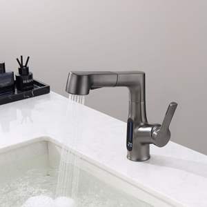 Grifo de Lavabo de Baño con Pantalla Digital Inteligente, Diseño Moderno y Sencillo, Válvula de Cerámica, Montaje <span class=keywords><strong>en</strong></span> Encimera, Agua Fría y Caliente, Venta al por Mayor - Product Image 6