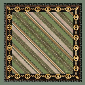Retro Greek <b>Key</b> Chain Pattern Polyester Scarf 70*70cm <b>Square</b> Neck Scarves for Women Office Business Wear - Product Image 2