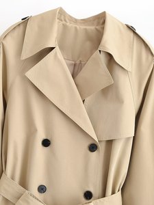 TAOP&ZA Nouvelle Collection Printemps 2026 – Veste Courte Décontractée pour Femme avec Épaulettes Rembourrées, Manches Longues, Col Revers Tendance et <span class=keywords><strong>Ceinture</strong></span> 6318051 - Product Image 3
