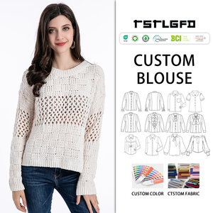 Chemise élégante pour femme en mousseline tissée texturée avec un design ajouré - Écologique et ajourée pour un confort quotidien en automne - Product Image 1