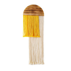 <span class=keywords><strong>Tapisserie</strong></span> murale en bois semi-circulaire faite à la main - Nouveauté, style moderne minimaliste avec pompons pour maison bohème - Product Image 5