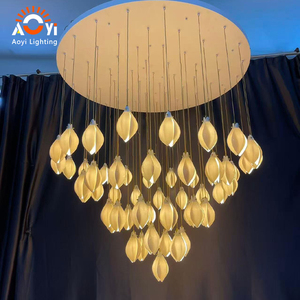 <span class=keywords><strong>Lustre</strong></span> moderne en verre en forme de goutte d'eau, luminaire suspendu en cascade pour villa, atrium - Product Image 4
