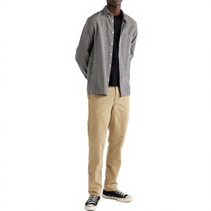 Pantalones Chinos de Sarga de Algodón Elástico Ajustados Color Caqui Personalizados al por Mayor para Hombre - Product Image 3