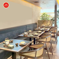Ensemble de meubles modernes pour restaurant, hôtel, école, commerce, table à manger en cuir, canapé gris, étagère, chaise de café