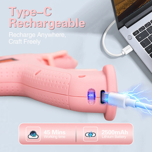 <span class=keywords><strong>Pistolet</strong></span> <span class=keywords><strong>à</strong></span> <span class=keywords><strong>colle</strong></span> chaude rechargeable au lithium rose, best-seller, design compact pour le bricolage, les projets scolaires et l'usage domestique - Product Image 4