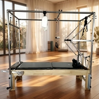 Lit de Pilates Cadillac en bois d'érable 3-en-1 avec composants en aluminium réglables – Équipement de fitness durable pour la maison et le studio