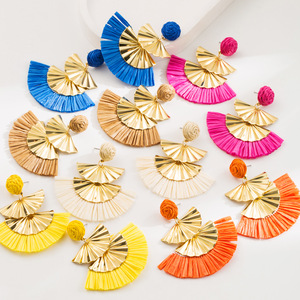 Pendientes de Rafia Estilo Boho con Borlas en Capas, Pendientes Largos Étnicos Vintage Multicolores, Joyería para Mujer para Vacaciones de Verano - Product Image 2