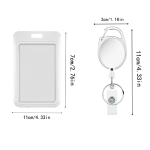 Cross-border Oval Telescopic Easy-Pull Buckle ABS Blank Sliding Cover Hard Card <b>Holder</b> Name Badge Employee <b>ID</b> Card Protector - Product Image 4