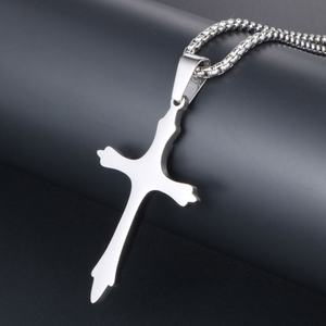 Custom Hypoallergenic Wholesale Non Tarnish High Polish Sliver Plate Dainty Stainless Steel <b>Cross</b> Pendant <b>Necklace</b> for Men - Product Image 3