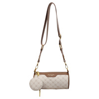 Tas Selempang Barrel Desainer Mewah dengan Dompet Koin, Tas Bahu Kulit PU Motif Vintage untuk Wanita