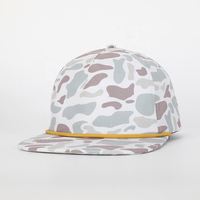 Casquette de golf sportive non structurée à 5 panneaux, style rétro, avec logo imprimé numérique personnalisé OEM, motif camouflage canard et visière plate, conforme BSCI