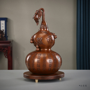 Hollow Copper Gourd With Lid Open Decorative Home Ornament 29 Blessings Purple Copper <b>Table</b> Decor Chinese New Year Gift - Product Image 3
