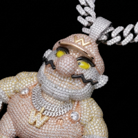 Colgante de Plata de Ley 925 con Incrustaciones de Moissanita, Diseño de Personaje de Dibujos Animados de Cuerpo Completo, Estilo Urbano, para Hombres y Mujeres, Ideal para Fiestas