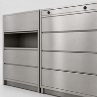 Peralatan Dapur Komersial Stainless Steel, Troli Hotel Empat Pintu dengan Bukaan Samping, Desain Postmodern Tersedia