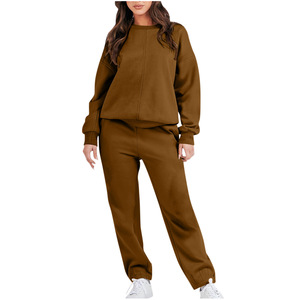 Hot Sell <strong>Plus</strong> <strong>Size</strong> Blank Sports Crewneck <strong>Pullover</strong> Custom Logo Autumn Winter Gym Sexy Tracksuits 2 Piece Elegant Women'S Sets - Product Image 6