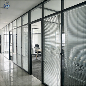 Cloison de séparation en aluminium dépoli, cloison de bureau transparente, mur de confidentialité, double vitrage de 100 mm, loupe intégrée, design moderne - Product Image 5