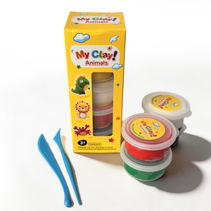 5 couleurs d'argile à séchage à l'air, thème animaux, argile à modeler douce non toxique pour enfants, jouet éducatif pour l'artisanat - Product Image 1