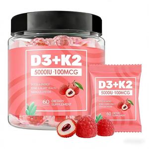 OEM Organic Vitamin D3 K2 Gummies 10000 IU Vitamin D3 45 Mcg Vitamin K2 MK7 <strong>Vegan</strong> Supplement Healthy Muscle <strong>Multivitamin</strong> Gummy - Product Image 2