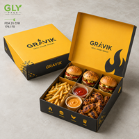 Boîte à compartiments personnalisée pour la restauration rapide à emporter, pour mini-burger, poulet frit, frites, sauce, emballage de repas en papier