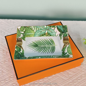 Vintage Green Leaf 19.6cm Cigar <b>Ashtray</b> Home Office Living Room Decoration Ceramic <b>Ashtray</b> - Product Image 2