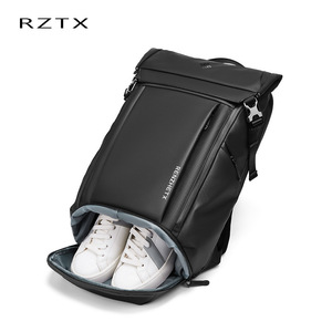 Zaino Roll Top in Oxford Nero Prodotto in Fabbrica, Zaino da Viaggio alla Moda Arrotolabile - Product Image 2