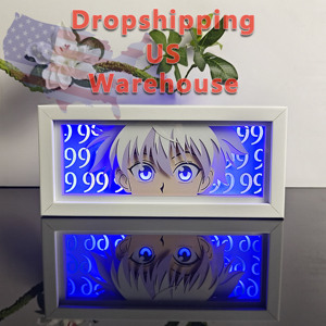 Boîte à ombre LED Jujutsu Kaisen Gojo Satoru, entrepôt américain en stock, expédition aujourd'hui, États-Unis, bleu néon vibrant, décoration murale d'anime 3D - Product Image 1