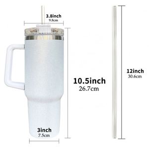 Gobelet de sport extérieur à sublimation, effet ombré scintillant, avec paillettes et strass arc-en-ciel, 40 oz, pour café - Product Image 2