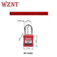 WZNT NT-A38S Kit de Reclavado de Cerraduras Maestras de Acero ABS de 38mm con Llave Igualada, Candado de Seguridad LOTO para Bloqueo y Etiquetado