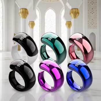 For Qibla Flex Pro Custom Electronic AI Smart Ring Alarm Clock OLED Display Wireless Charging IP68 Waterproof App Control