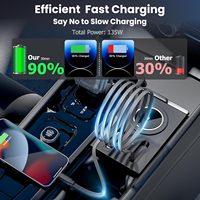 Hub USB Volvo XC60/XC90/S90/V90/S60/V60, station d'accueil pour console centrale avec charge rapide, câbles rétractables doubles, chargeur de voiture
