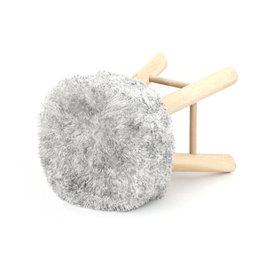 Customized Modern Style Wood Ottoman <strong>Stool</strong> Faux <strong>Fur</strong> <strong>Stool</strong> With Wooden Legs for Living Room Bedroom - Product Image 5