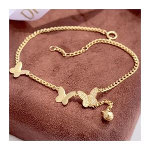 Xinfly 18K Pure <b>Gold</b> Bracelet and <b>Anklet</b> Natural Diamond Butterfly Fashion Jewelry for Women for Gift - Product Image 1