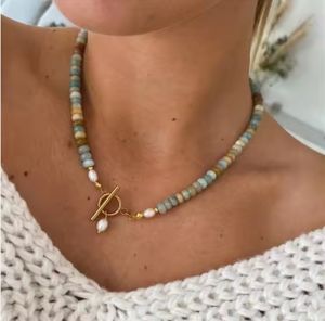 Collar con colgante de playa 2025, nuevo collar con colgante de perlas bohemias, collar de piedra Natural para niñas y mujeres - Product Image 1