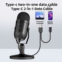 Mikrofon Kondensor USB Berbahan Logam untuk PC/PS4 Gaming Live Streaming Voice-over; Peredam Kebisingan Respon Frekuensi 20Hz-20KHz