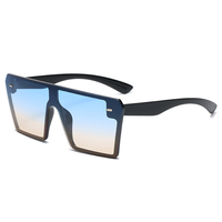 Lunettes de soleil rectangulaires oversize sans monture pour femme, dégradées, protection UV400, idéales pour l'été et les voyages