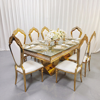 Tables de salle à manger en acier inoxydable de luxe moderne de haute qualité pour hôtels, mariages, banquets et activités de plein air (vente en gros)