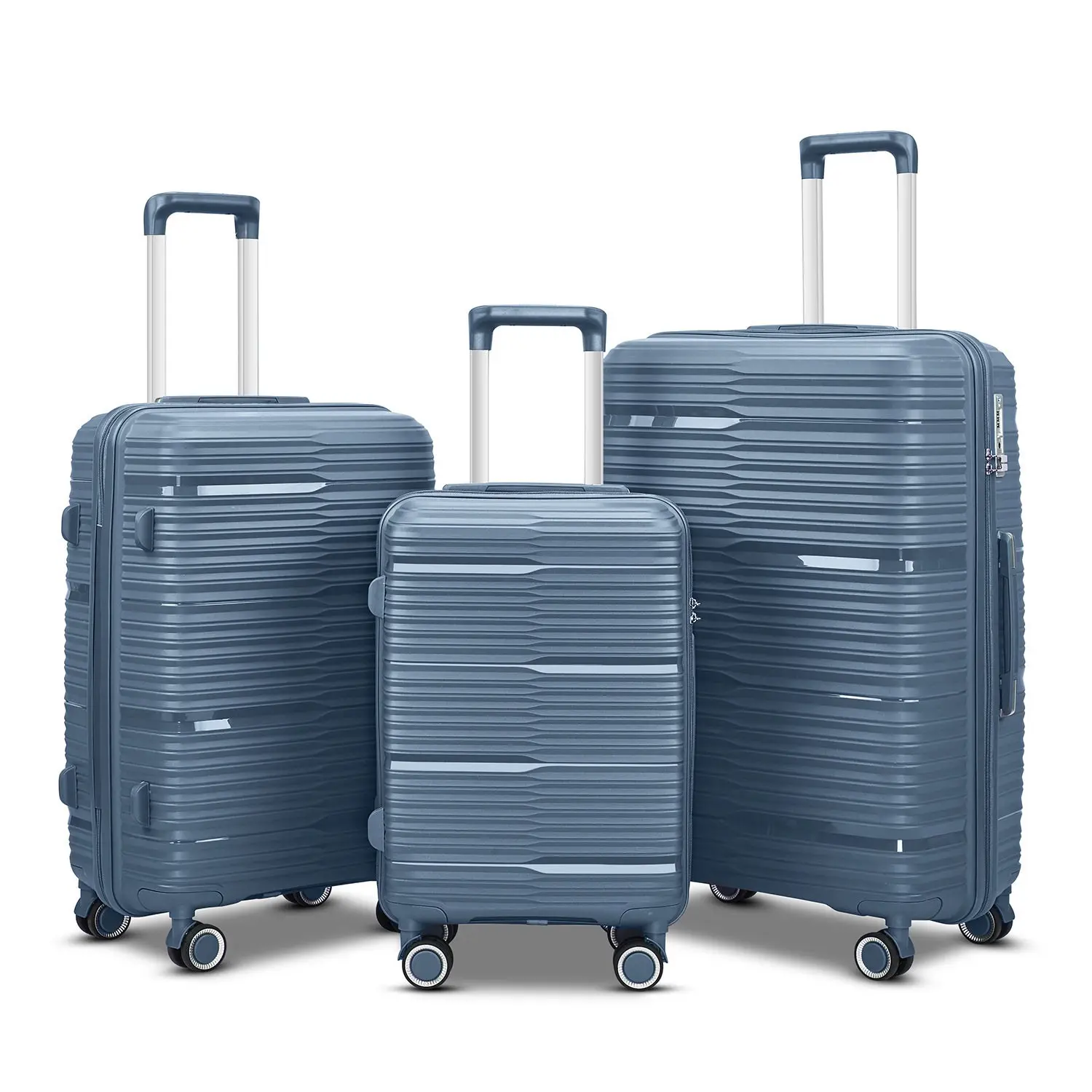 2023 diskon besar koper bagasi PP casing tas penyimpanan troli 4 roda dengan kunci TSA untuk perjalanan 20 "24" 28"