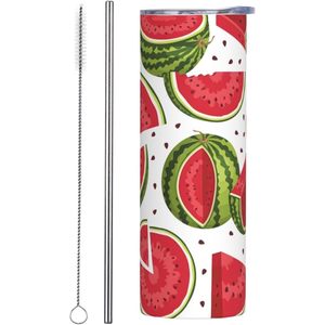 20oz Design Classique Pastèque Maigre En Acier Inoxydable Gobelet Verres Couvercle Anti-Fuite Paille pour Hommes Femmes Bureau Voyage Chaud - Product Image 2