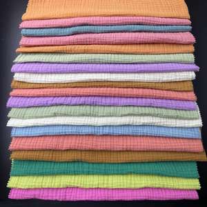 قماش موسلين قطني 100% مزدوج الطبقات 40s رائج البيع، بطانية لف للأطفال، قماش كريب مجعد مصبوغ بلون سادة للنوم - Product Image 4