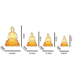 Escultura de Buda Premium hecha a mano-Vintage Religioso Sakyamuni Lotus Posición Detalles de doble textura Hecho Vidrio de cristal Premium - Product Image 6