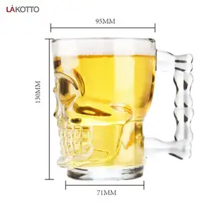 Taza de cráneo pirata para Bar, vaso de cerveza de cristal, transparente, 535ml, venta al por mayor